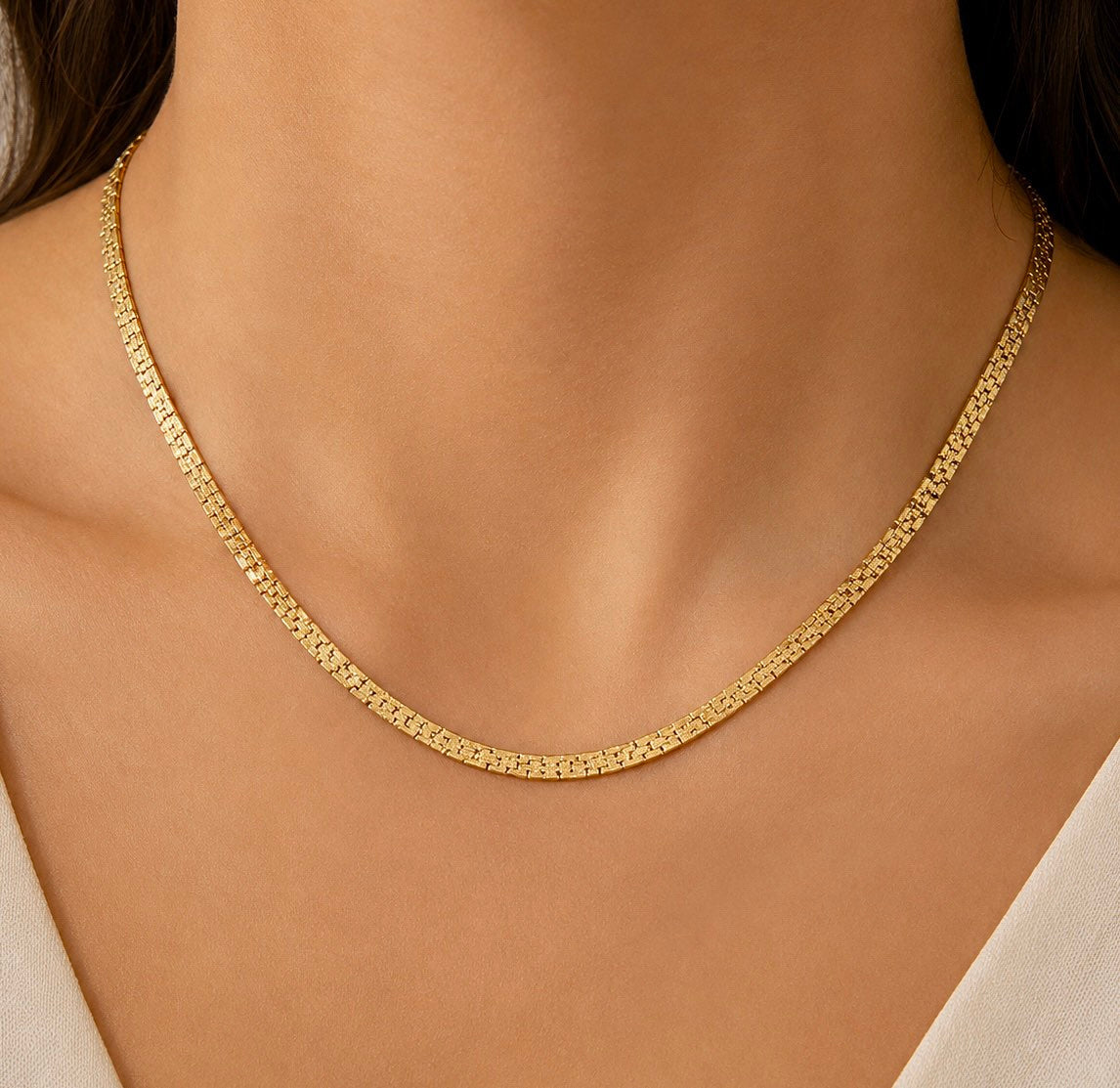 Κολιέ Solene Chain μαύρο choker, επιχρυσωμένο 18Κ