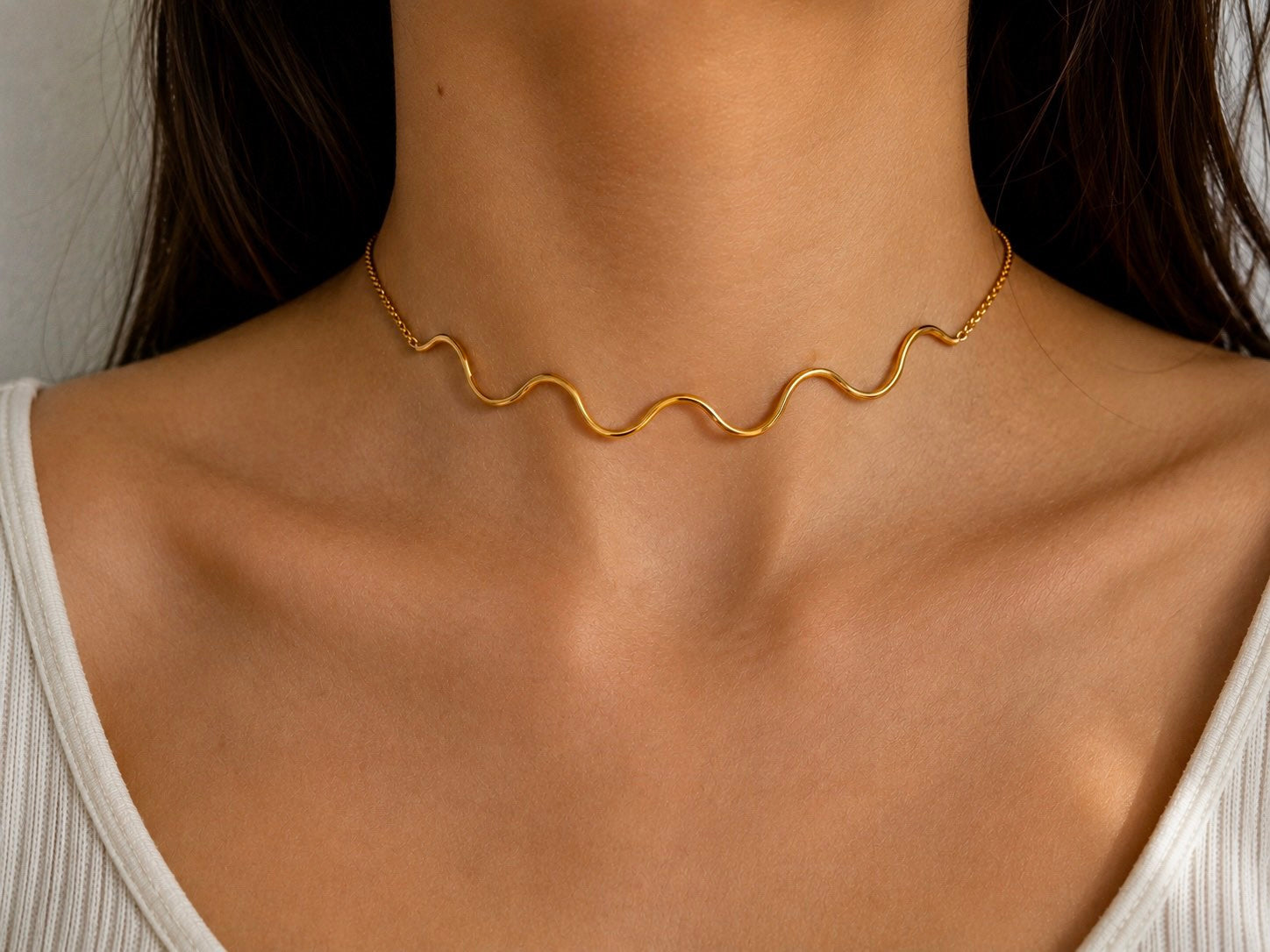 Κολιέ Luna Choker τύπου τσόκερ χρυσό, επιχρυσωμένο 18Κ