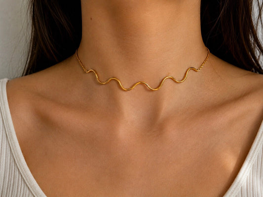 Κολιέ Luna Choker τύπου τσόκερ χρυσό, επιχρυσωμένο 18Κ