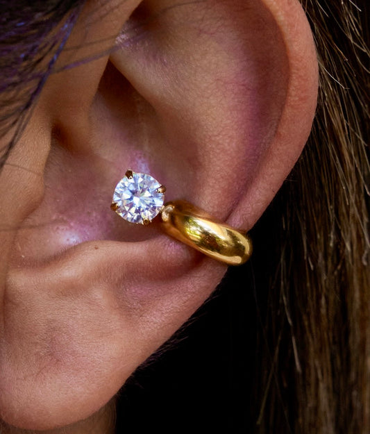 Σκουλαρίκια Monaco Earcuff καρδιά, επιχρυσωμένα 18Κ με ζιργκόν