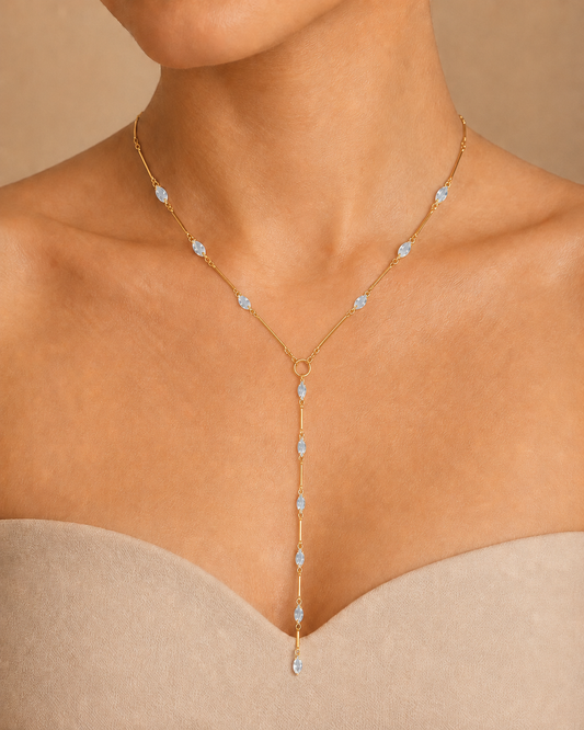 Κολιέ Mirketa Tie Chain με πέτρες ζιργκόν, επιχρυσωμένο 18Κ